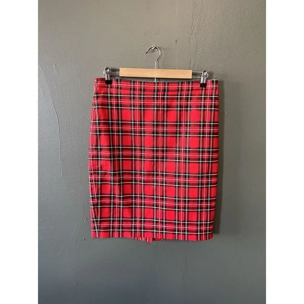 J. Crew Womens Red Plaid A-line Skirt Size 6